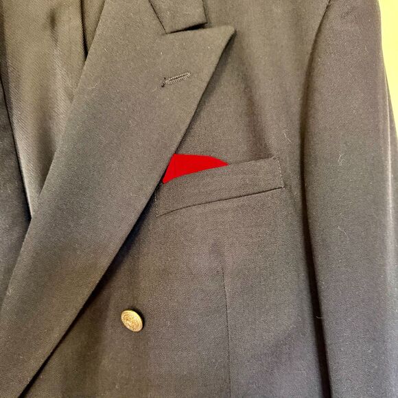 Oscar de la Renta Men’s Black Wool Blazer – 46L – Vintage Double Breasted - Picture 12 of 12